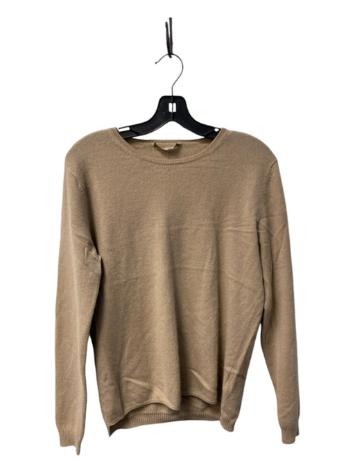 Fair Trade Cashmere Size L Tan Cashmere Round Neck Long Sleeve Elbow Patches Top Tan / L