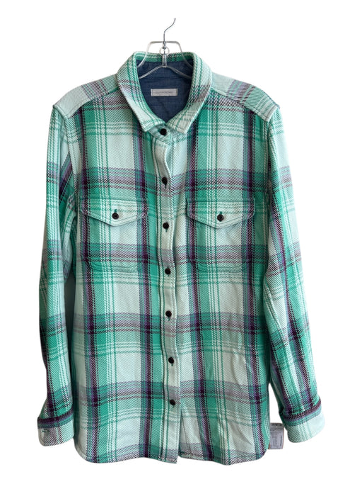 Outerknown Size M/L Green Organic Cotton Plaid Collared Button Pockets Top Green / M/L