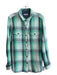 Outerknown Size M/L Green Organic Cotton Plaid Collared Button Pockets Top Green / M/L