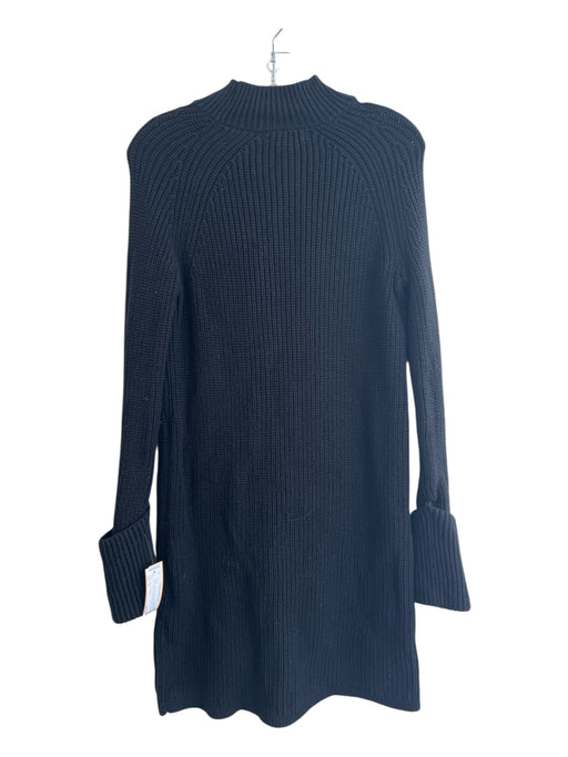 Banana Republic Size S Black Cotton & Wool Knit Mock Neck Cuff Sleeve Dress Black / S