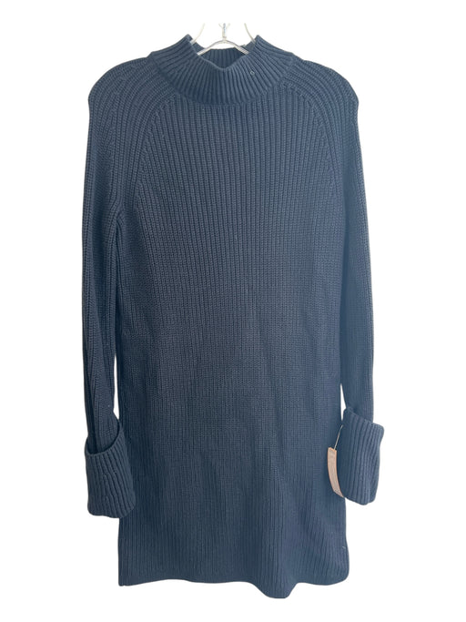 Banana Republic Size S Black Cotton & Wool Knit Mock Neck Cuff Sleeve Dress Black / S