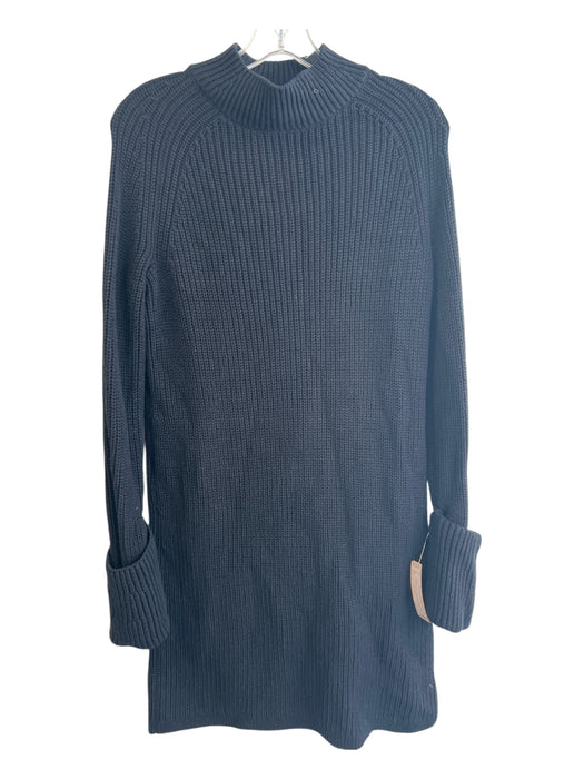 Banana Republic Size S Black Cotton & Wool Knit Mock Neck Cuff Sleeve Dress Black / S