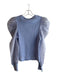 Dolan Size S Blue Rayon Ribbed Detail Sheer Sleeve Puff Sleeve Round Neck Top Blue / S