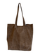 No Brand Brown and gold Leather Tassle Detail solid color Shoulder Tote Bag Brown and gold / M