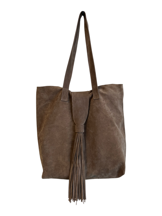 No Brand Brown and gold Leather Tassle Detail solid color Shoulder Tote Bag Brown and gold / M