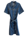Sanctuary Size S Blue Cotton Short Sleeve Waist tie Chest Pocket Dress Blue / S