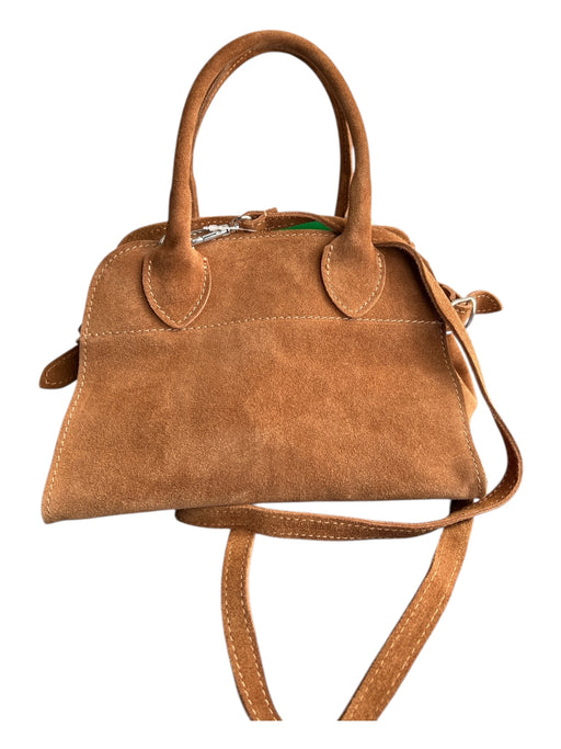 Borse In Pelle Brown Suede Silver Hardware Top Handle Crossbody Zip Close Bag Brown / Small