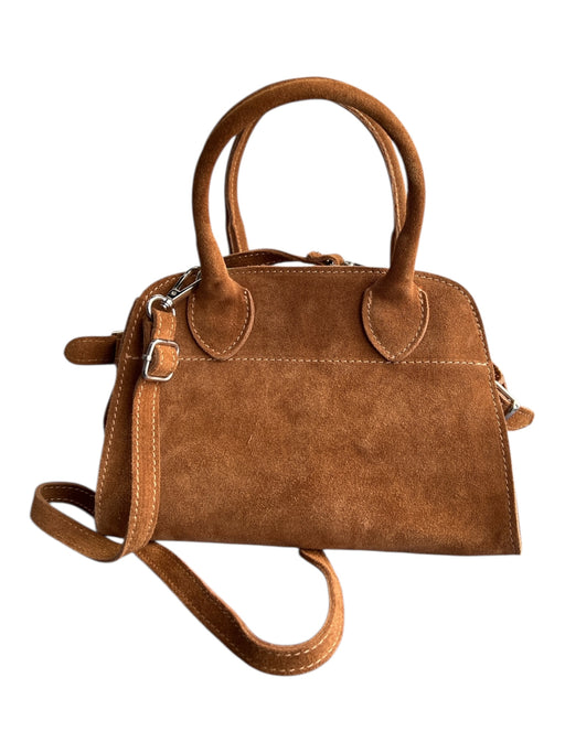 Borse In Pelle Brown Suede Silver Hardware Top Handle Crossbody Zip Close Bag Brown / Small