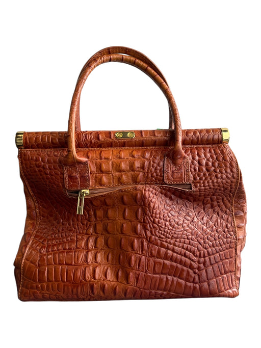 Borse In Pelle Burnt Orange Leather Snakeskin print Gold Hardware Top Handle Bag Burnt Orange / Large