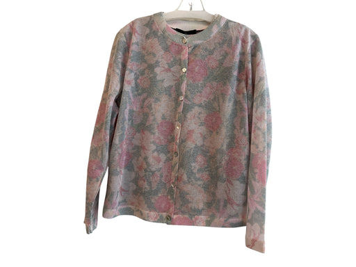 Zara Size XL Pink Viscose & Polyester Semi Sheer Floral short sleeve Cardigan Pink / XL