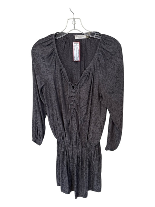 Ramy Brook Size XXS Gray Polyester Long Balloon Sleeve Snake Print Lace Up Dress Gray / XXS