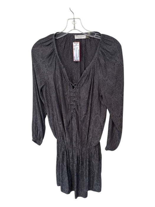 Ramy Brook Size XXS Gray Polyester Long Balloon Sleeve Snake Print Lace Up Dress Gray / XXS