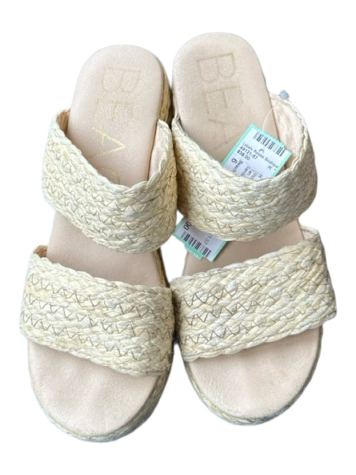 Beach by Matisse Shoe Size 6 Tan Straw Double Strap Wedge Sandal Shoes Tan / 6