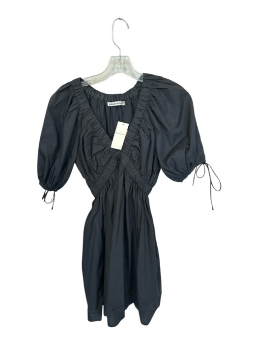 Abercrombie & Fitch Size XSP Black Cotton 3/4 Balloon Sleeve V Neck Dress Black / XSP