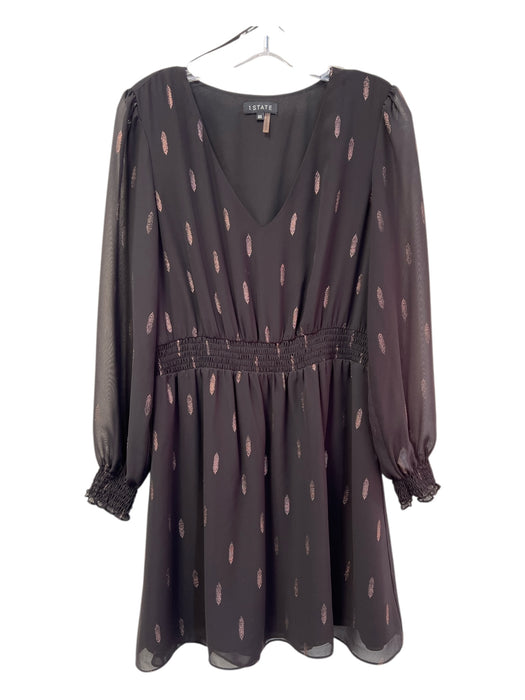 1. State Size XS Black & Pink Polyester V Neck Sinched Waist Dress Black & Pink / XS