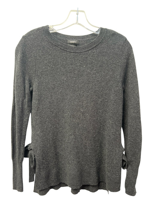 Halogen Size XS Dark Gray 100% Cashmere Long Sleeve Ribbed Hem Round Neck Top Dark Gray / XS