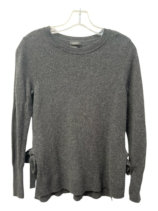 Halogen Size XS Dark Gray 100% Cashmere Long Sleeve Ribbed Hem Round Neck Top Dark Gray / XS