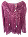 Johnny Was Size M Fuschia & Beige Cupra Rayon Sheer Embroidery Tassel Top Fuschia & Beige / M