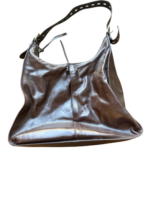 Hobo Brown Leather Shoulder Strap Zip Close Bag Brown / M