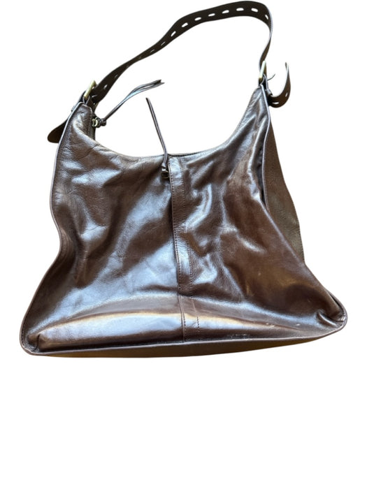Hobo Brown Leather Shoulder Strap Zip Close Bag Brown / M