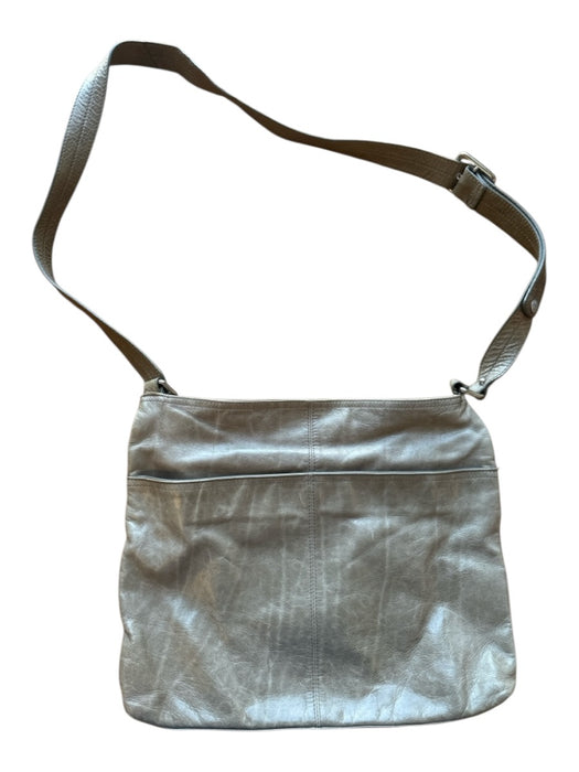 Hobo Taupe & Silver Leather Outer Pocket Crossbody silver hardware Bag Taupe & Silver / S
