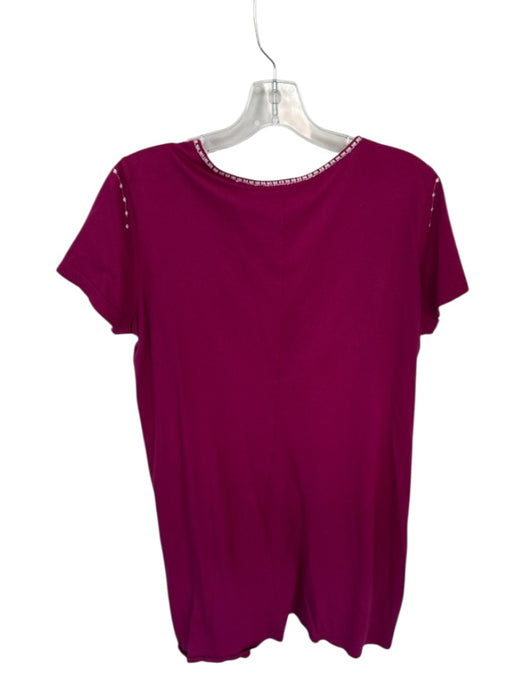 Johnny Was Size M Purple Cotton Floral Stich Detail Scoop Neck Mini Dress Dress Purple / M
