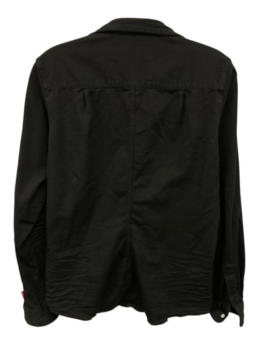 Frank & Eileen Size M Black Cotton Long Sleeve Buttons Raw Hem Blouse Top Black / M