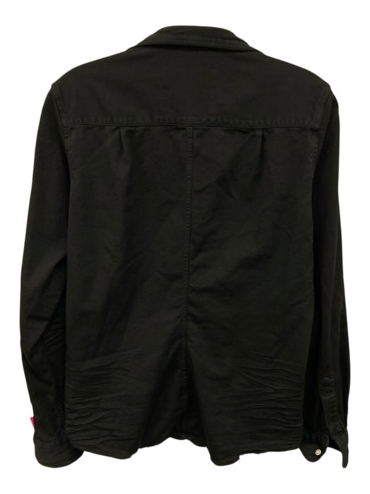 Frank & Eileen Size M Black Cotton Long Sleeve Buttons Raw Hem Blouse Top Black / M
