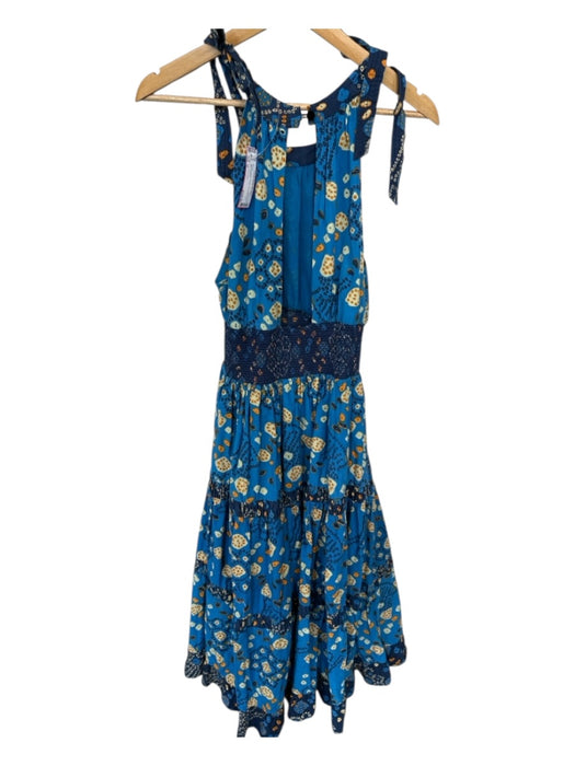 Love The Label Size M Blue & Orange Cotton Tie Straps dots Maxi Dress Blue & Orange / M