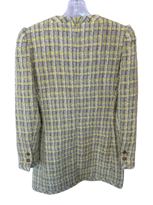 Tuckernuck Size S White & Lime Green Print Tweed Polyester Gold Hardware Dress White & Lime Green Print / S