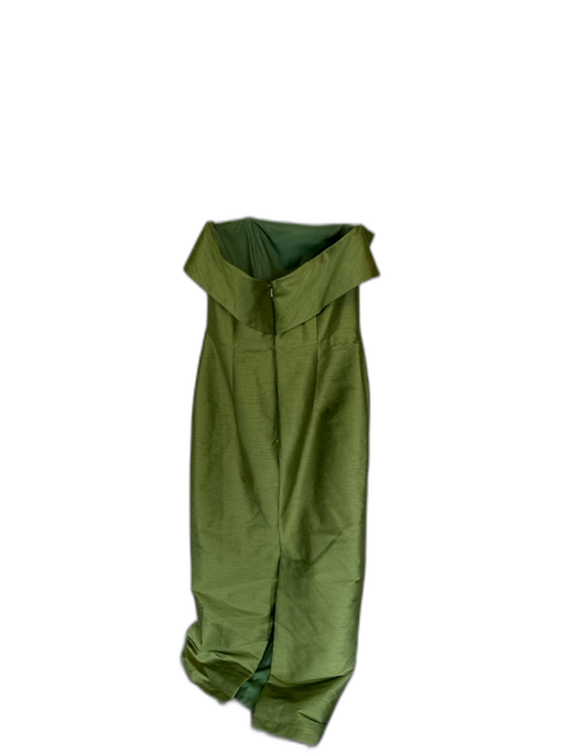 Lula Kate Size 4 Olive Polyester Strapless Fold Over Back Zip Maxi Gown Olive / 4