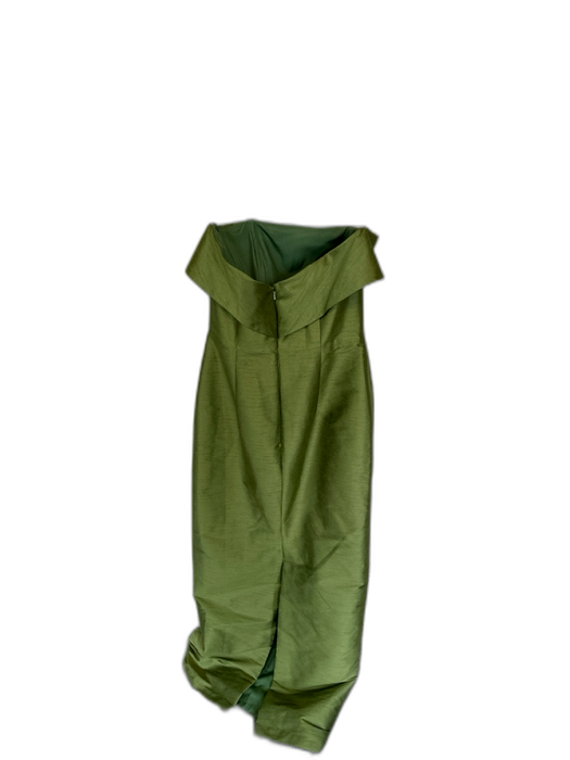 Lula Kate Size 4 Olive Polyester Strapless Fold Over Back Zip Maxi Gown Olive / 4