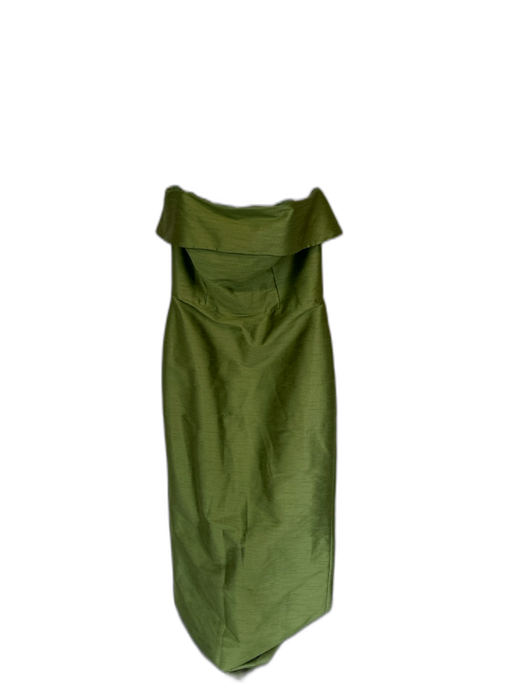 Lula Kate Size 4 Olive Polyester Strapless Fold Over Back Zip Maxi Gown Olive / 4