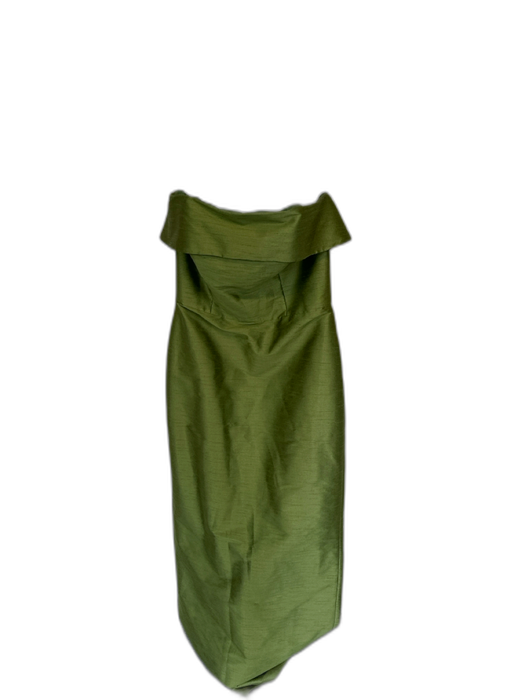 Lula Kate Size 4 Olive Polyester Strapless Fold Over Back Zip Maxi Gown Olive / 4