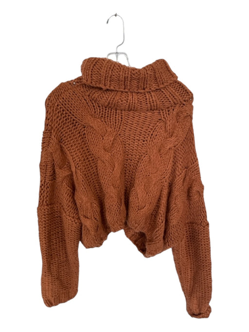 PoL Size M Rust Acrylic Chunky Knit Turtle Neck Long Sleeve Cropped Sweater Rust / M