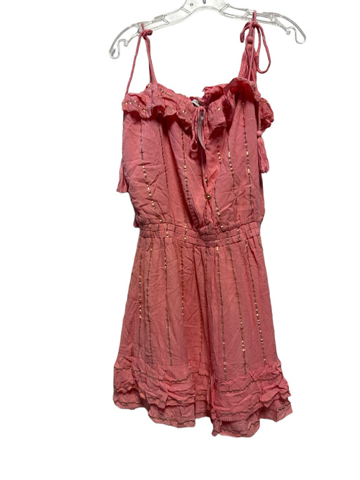 Karina Grimaldi Size Est S Pink & Gold Cotton Metallic Spaghetti Strap Dress Pink & Gold / Est S