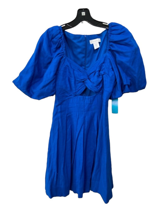 House of Harlow 1960 Size 0 Cobalt Blue Linen Blend Twist Front Pleated Dress Cobalt Blue / 0