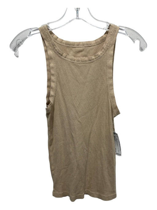 Nili Lotan Size XS Beige Cotton High Round Neck Ribbed Sleeveless Top Beige / XS