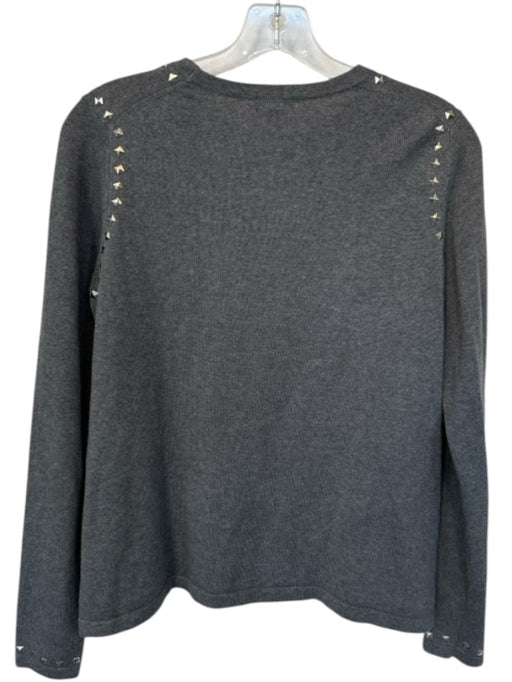 Minnie Rose Size XS Gray & Silver Cotton Blend Long Sleeve Studded Sweater Gray & Silver / XS