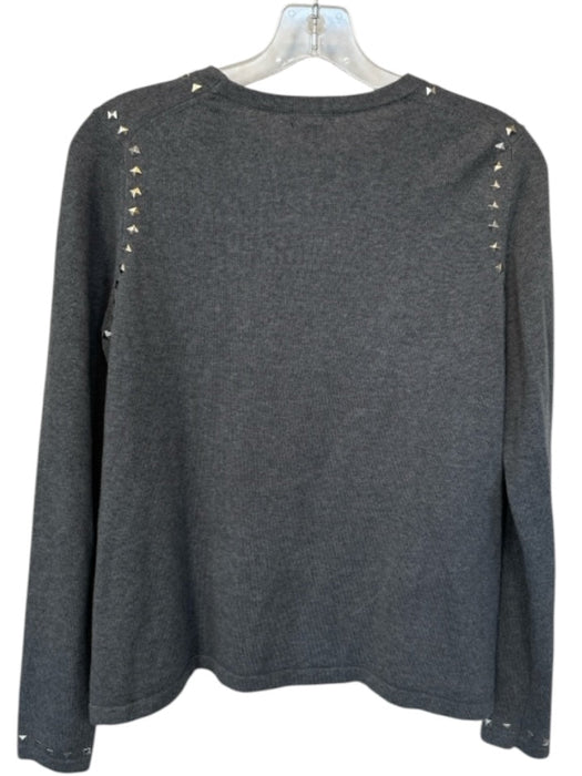 Minnie Rose Size XS Gray & Silver Cotton Blend Long Sleeve Studded Sweater Gray & Silver / XS