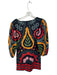 Verb Size S Black & Multi Cotton Long Balloon Sleeve Embroidered Flowers Dress Black & Multi / S