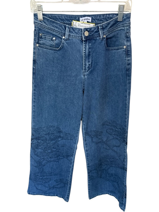 Las Surenas Size S Med Light Wash Cotton Blend High Waist Wide Leg Jeans Med Light Wash / S