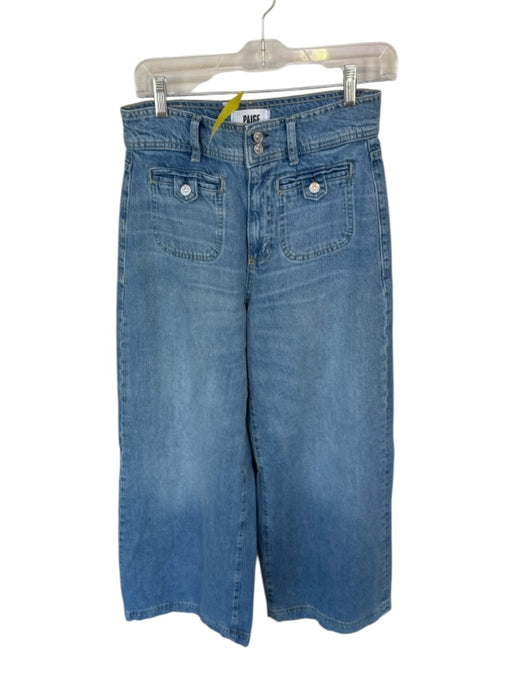 Paige Size 26 Med Dark Wash Cotton Blend High Waist Front Pockets Flare Jeans Med Dark Wash / 26