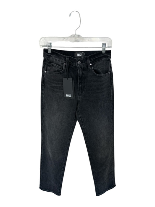 Paige Size 25 Black Cotton Blend High Waist Straight Leg Jeans Black / 25