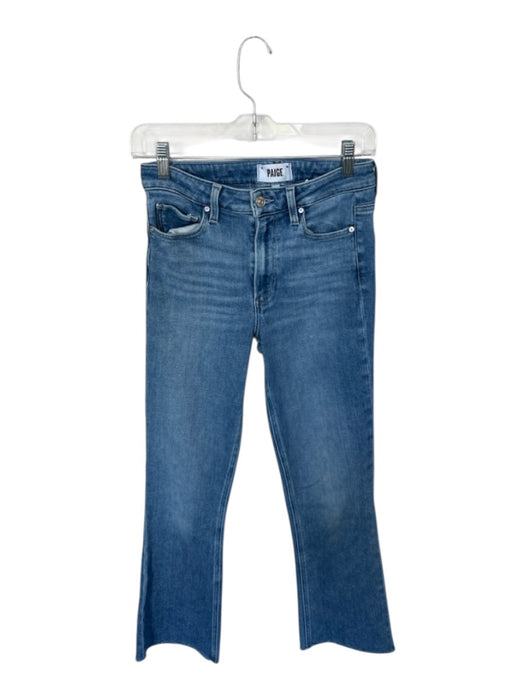 Paige Size 27 Med Light Wash Cotton Blend High Waist Flare Raw Hem Jeans Med Light Wash / 27