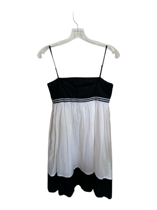 Donna Morgan Size 6 Black & White Cotton Spaghetti Strap Ribbon Detail Dress Black & White / 6