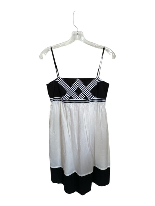 Donna Morgan Size 6 Black & White Cotton Spaghetti Strap Ribbon Detail Dress Black & White / 6