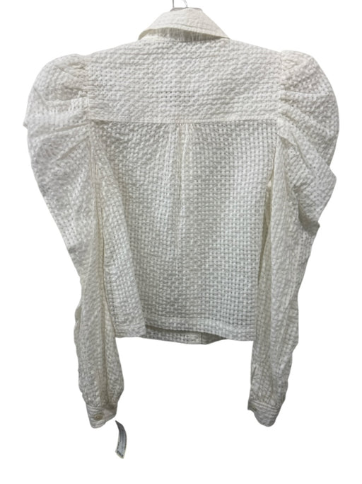 Maeve by ANTHROPOLGIE Size Small White Long Sleeve Gingham Sheer Top White / Small