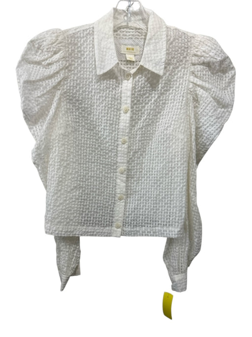 Maeve by ANTHROPOLGIE Size Small White Long Sleeve Gingham Sheer Top White / Small