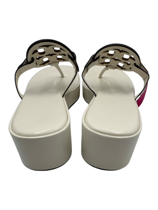 Tory Burch Shoe Size 9 White Leather Logo Thong Strap Platform Sandals White / 9